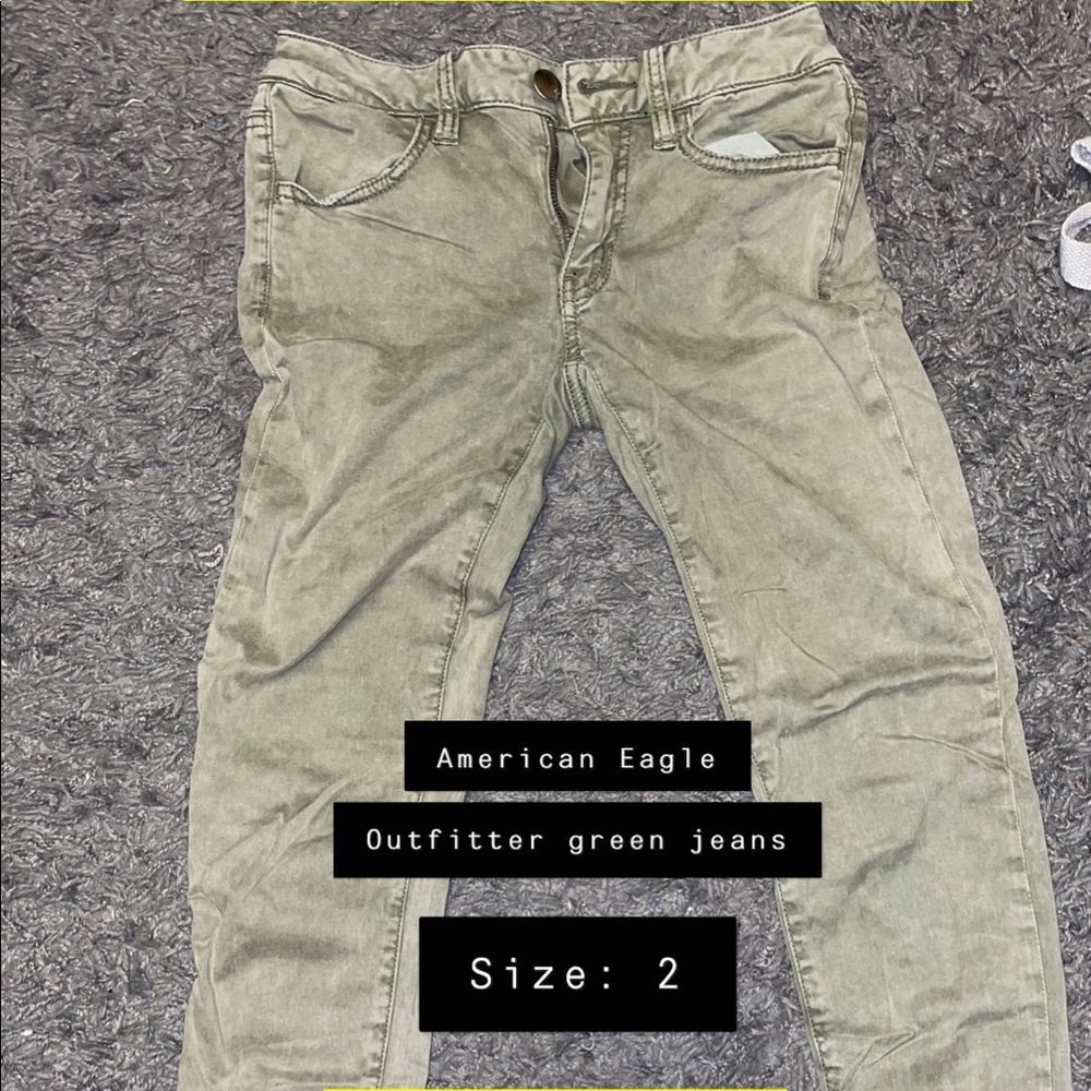 American Eagle green velvet jeans